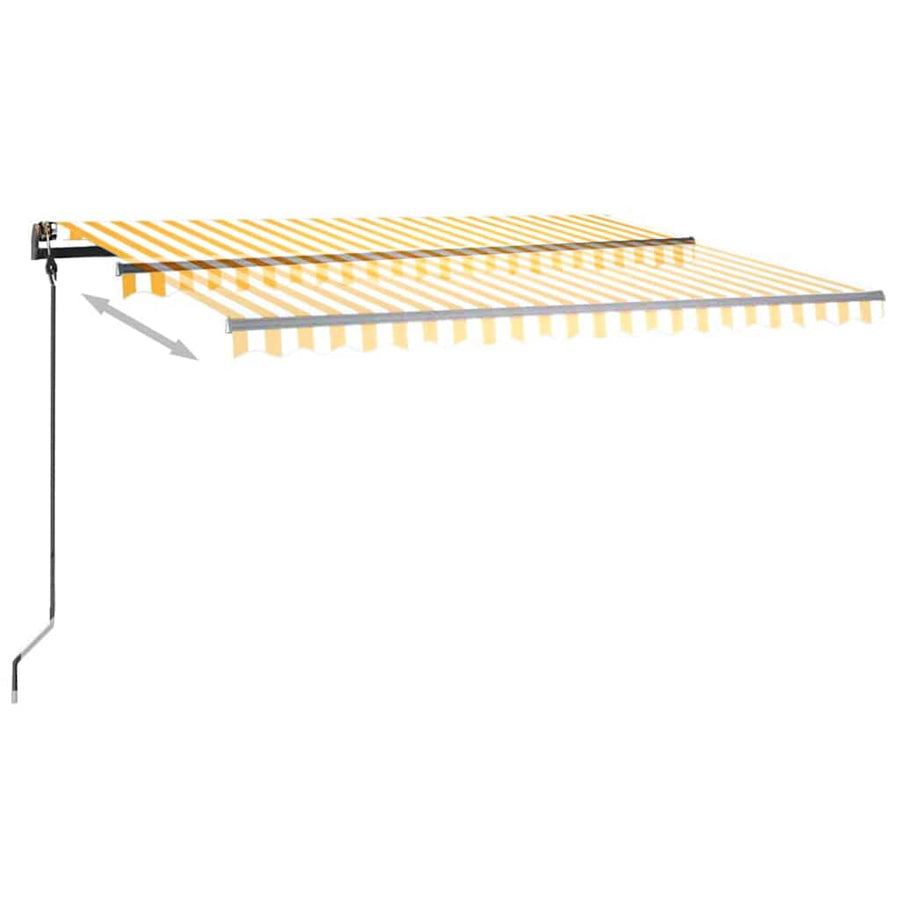 Manual Awning with Solar LED 4.5 x 3 m Yellow and White Stripe