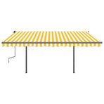 Manual Awning with Solar LED 4.5 x 3 m Yellow and White Stripe