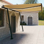 Manual Awning with Solar LED 4.5 x 3 m Yellow and White Stripe