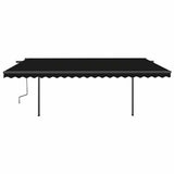 Manual Retractable Awning with Posts 5x3 m Anthracite - Side View
