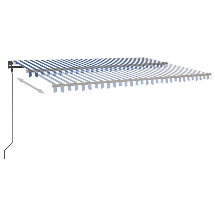 Manual Awning with Solar LED 5 x 3 m Blue and White Stripe