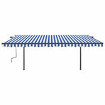 Manual Awning with Solar LED 5 x 3 m Blue and White Stripe