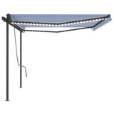 Manual Retractable Awning with LED 5x3 m Blue and White - Top-Down View