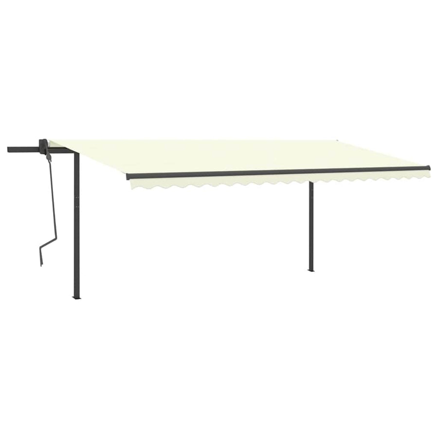 Manual Awning with Solar LED 5 x 3 m Cream 100% Polyester