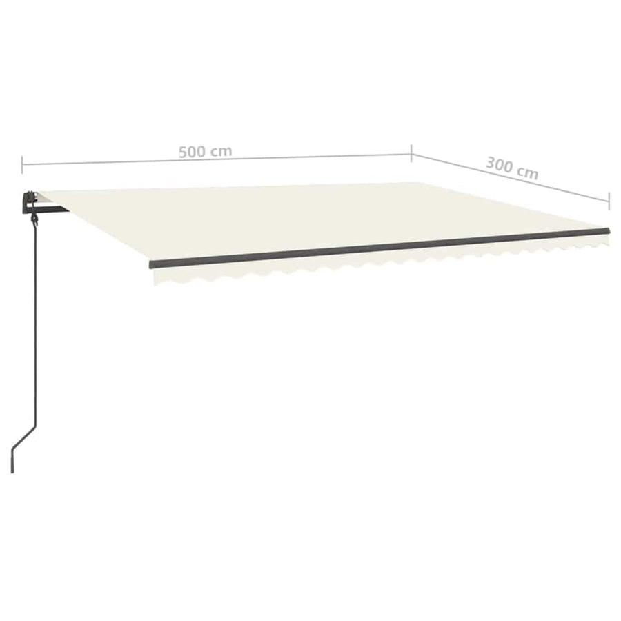 Manual Awning with Solar LED 5 x 3 m Cream 100% Polyester