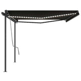 Manual Retractable Awning with LED 5x3 m Anthracite - 45-Degree Angle