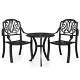 3 Piece Bistro Set Cast Aluminium Black - Front View