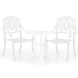 3 Piece Bistro Set Cast Aluminium White - Front View