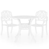3 Piece Bistro Set Cast Aluminium White - Front View