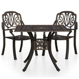 3 Piece Bistro Set Cast Aluminium Bronze - Front View