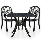 3 Piece Bistro Set Cast Aluminium Black - Front View