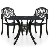 3 Piece Bistro Set Cast Aluminium Black - Front View