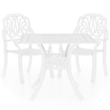 3 Piece Bistro Set Cast Aluminium White