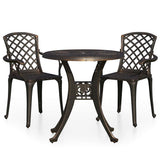 3 Piece Bistro Set Cast Aluminium Bronze - Front View
