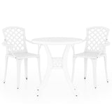 3 Piece Bistro Set Cast Aluminium White - Front View