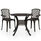 3 Piece Bistro Set Cast Aluminium Bronze - Front View