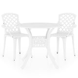 3 Piece Bistro Set Cast Aluminium White - Front View