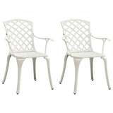 3 Piece Bistro Set Cast Aluminium White - Side View