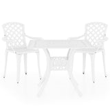 3 Piece Bistro Set Cast Aluminium White - Front View