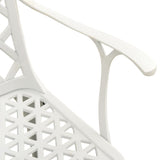 3 Piece Bistro Set Cast Aluminium White - Low Angle