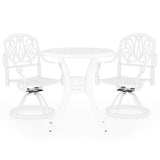 3 Piece Bistro Set Cast Aluminium White - Front View