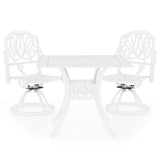 3 Piece Bistro Set Cast Aluminium White - Front View