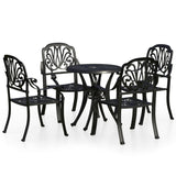 5 Piece Bistro Set Cast Aluminium Black - Front View