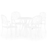 5 Piece Bistro Set Cast Aluminium White - Front View