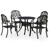 5 Piece Bistro Set Cast Aluminium Black - Front View