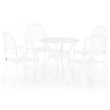 5 Piece Bistro Set Cast Aluminium White - Front View