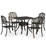 5 Piece Bistro Set Cast Aluminium Bronze - Front View