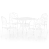 5 Piece Bistro Set Cast Aluminium White - Front View