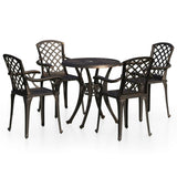 5 Piece Bistro Set Cast Aluminium Bronze - Front View