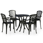 5 Piece Bistro Set Cast Aluminium Black