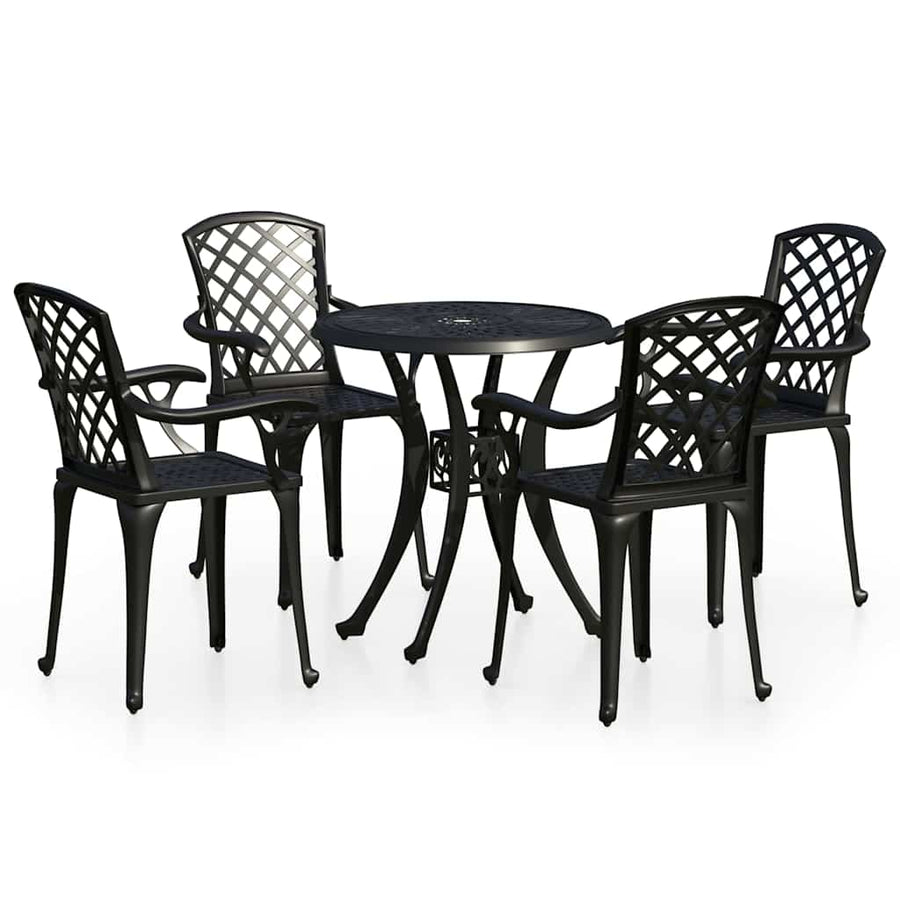 5 Piece Bistro Set Cast Aluminium Black