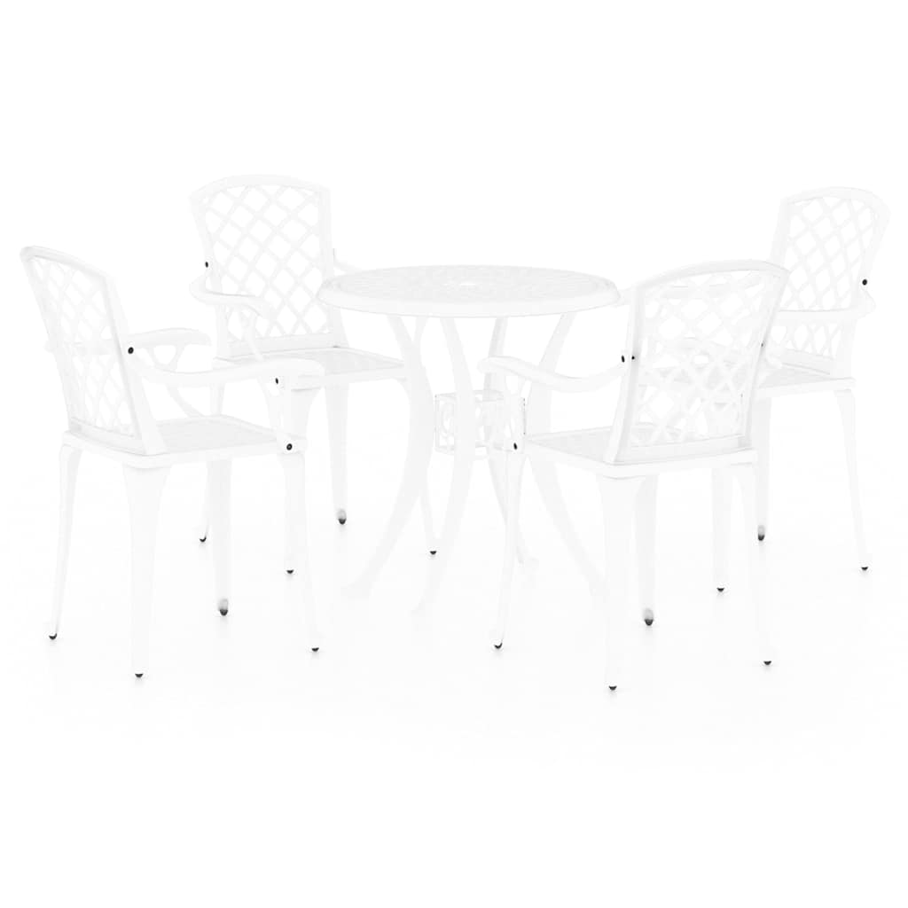 5 Piece Bistro Set Cast Aluminium White