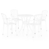 5 Piece Bistro Set Cast Aluminium White - Front View