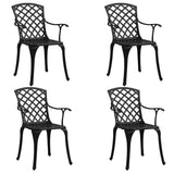 5 Piece Bistro Set Cast Aluminium Black - Side View