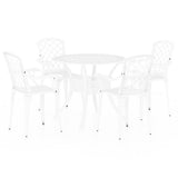 5 Piece Bistro Set Cast Aluminium White - Front View