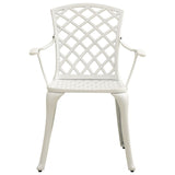 5 Piece Bistro Set Cast Aluminium White - 45-Degree Angle
