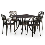 5 Piece Bistro Set Cast Aluminium Bronze - Front View