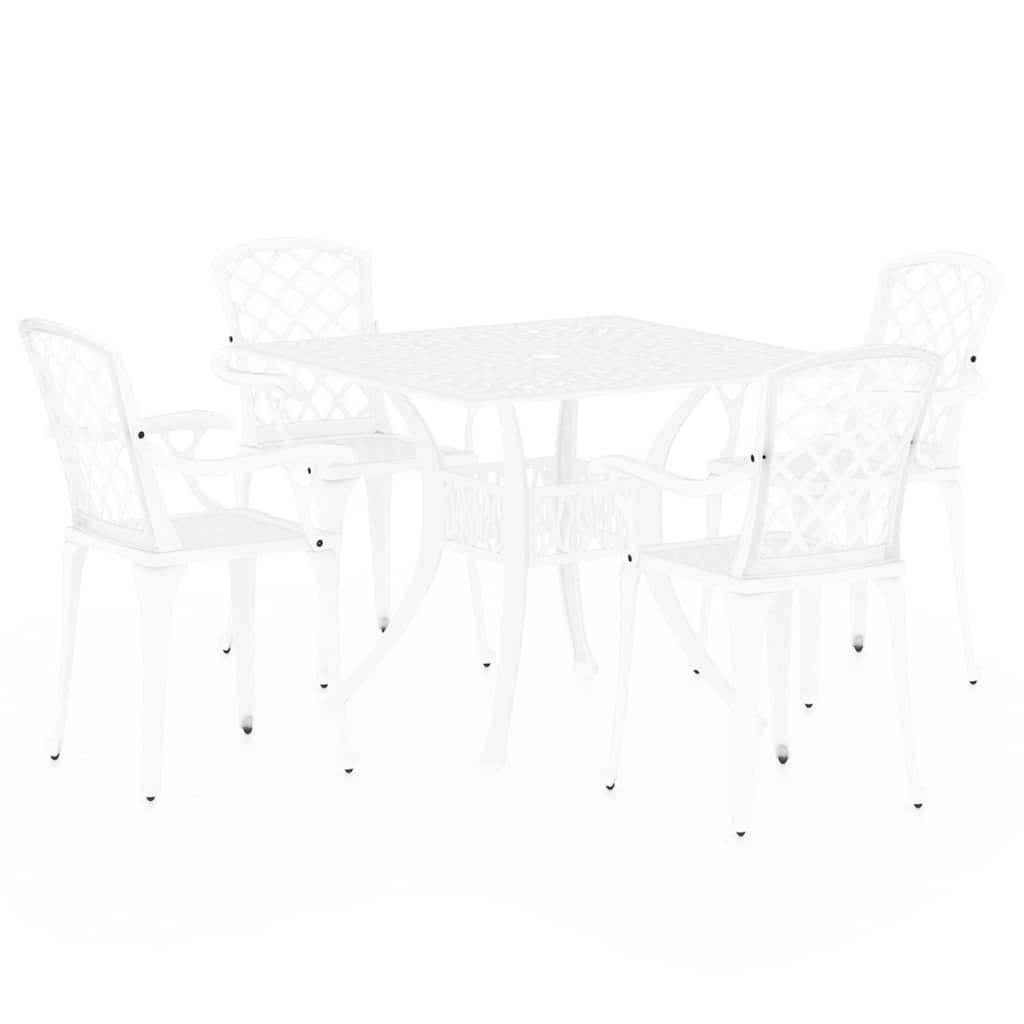 5 Piece Bistro Set Cast Aluminium White