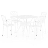 5 Piece Bistro Set Cast Aluminium White - Front View