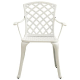 5 Piece Bistro Set Cast Aluminium White - 45-Degree Angle