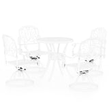 5 Piece Bistro Set Cast Aluminium White - Front View