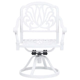 5 Piece Bistro Set Cast Aluminium White - 45-Degree Angle