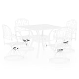 5 Piece Bistro Set Cast Aluminium White - Front View