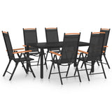 7 Piece Garden Dining Set Aluminium Black