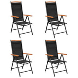 5 Piece Garden Dining Set Aluminium Black - Front View