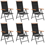 7 Piece Garden Dining Set Aluminium Black